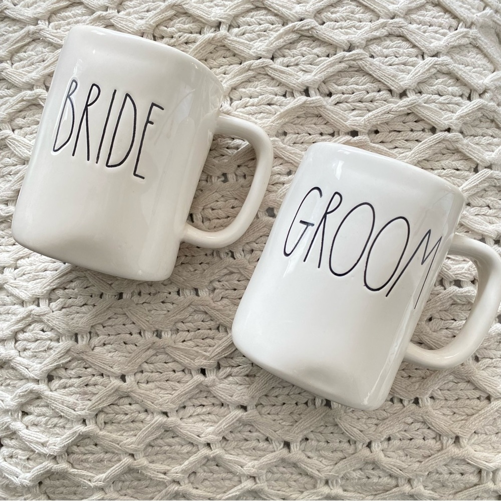 Rae Dunn BRIDE & GROOM mugs. 2 MUG SET
